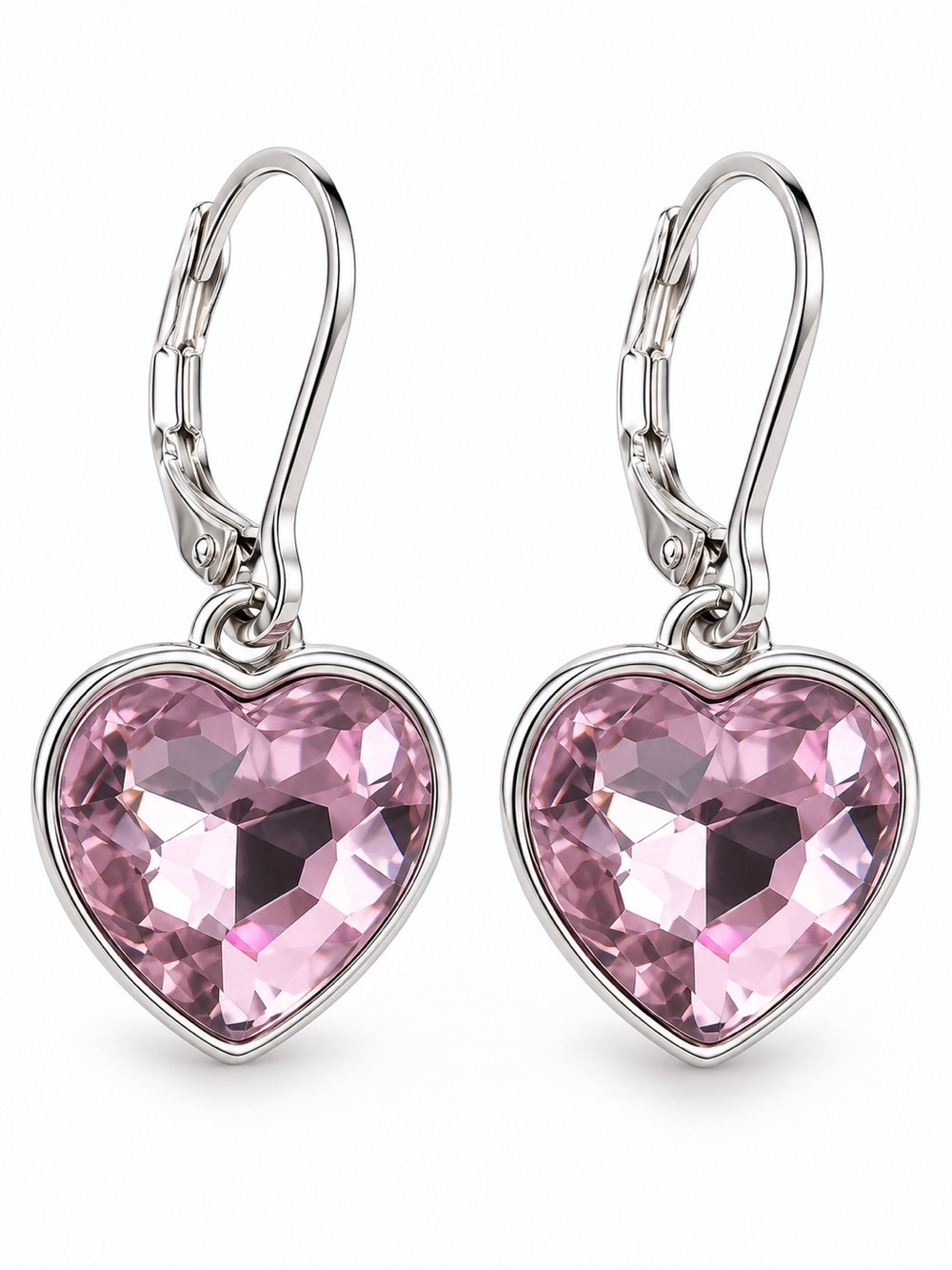 Pink Heart Crystal Drop Earrings • BRAND NEW
